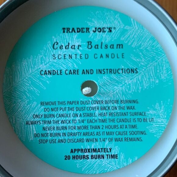 TRADER JOE'S Scented Candle Tin Cedar Balsam 5.7 oz. - Picture 4 of 4
